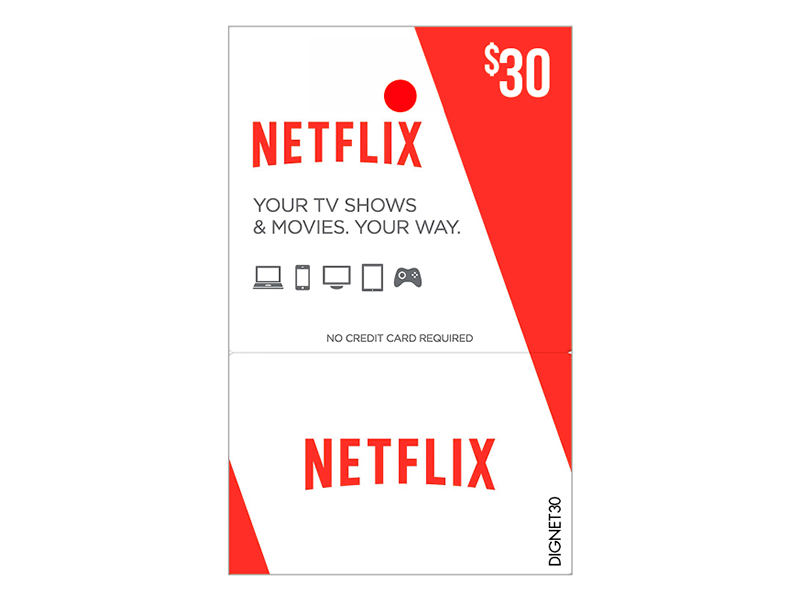 Tarjeta para membresia de Netflix de $30