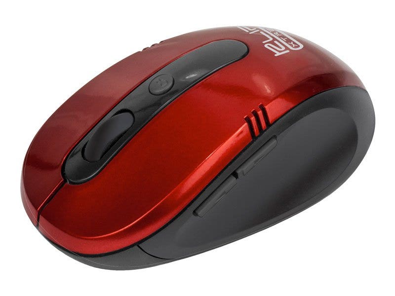 Mouse Klip Xtreme Vector Óptico Inalámbrico con 6 Botones y Diseño Ergonómico (Rojo)